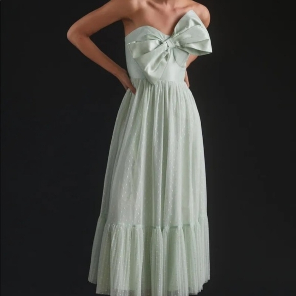 Hutch Mint Green Strapless Midi Dress